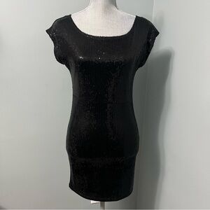 JUMP SEQUINS T-Shirt black mini dress women’s size small